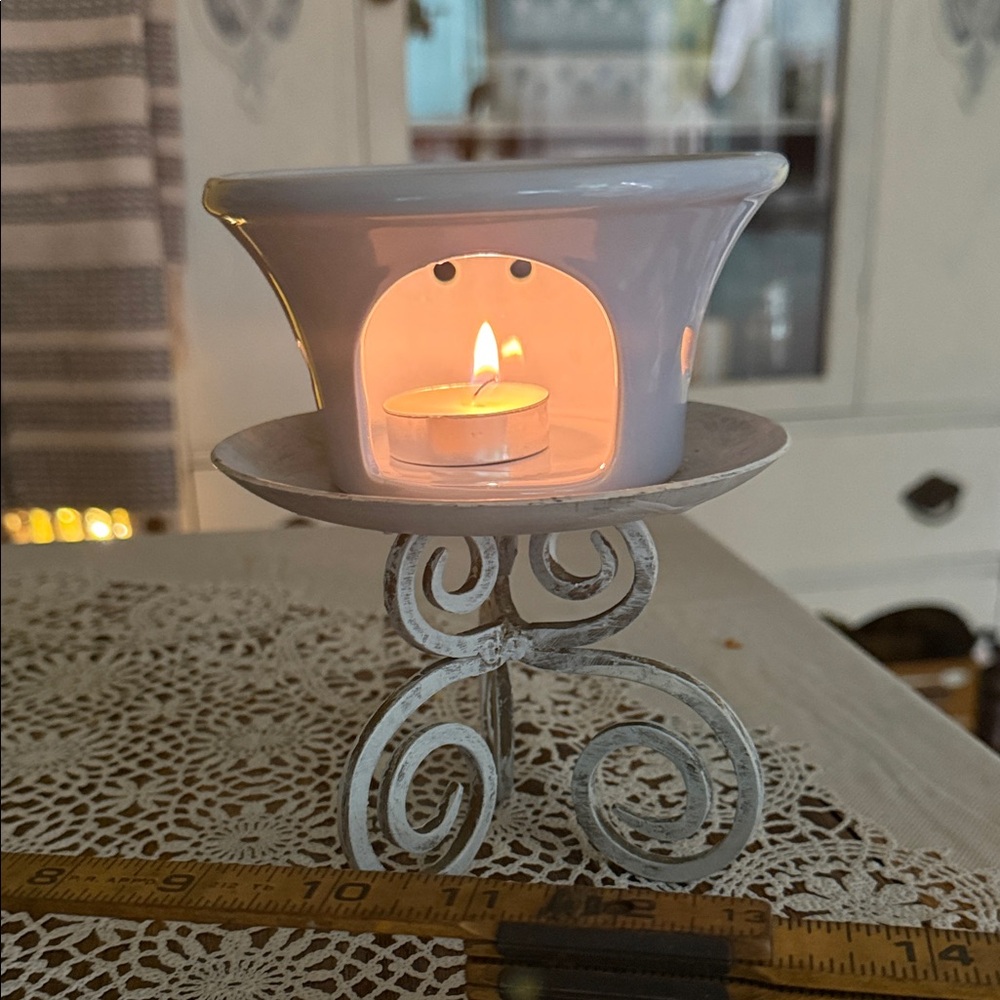 Blue Ceramic Candle tea pot warmer Holder - Picture 3 of 4